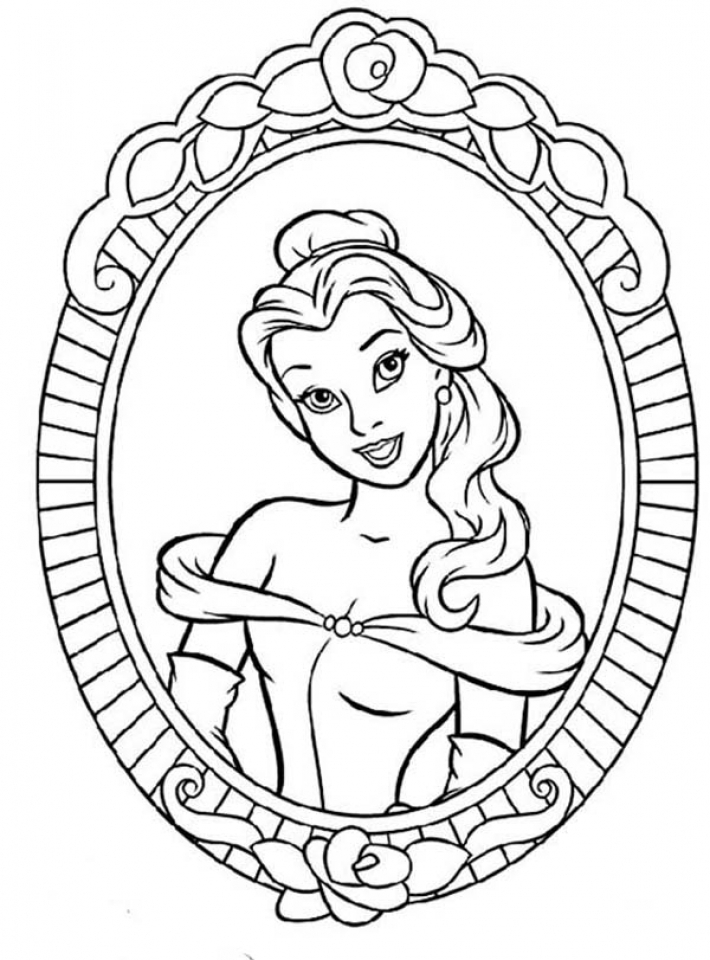 Belle with Flowers Coloring Page Free Printable 44