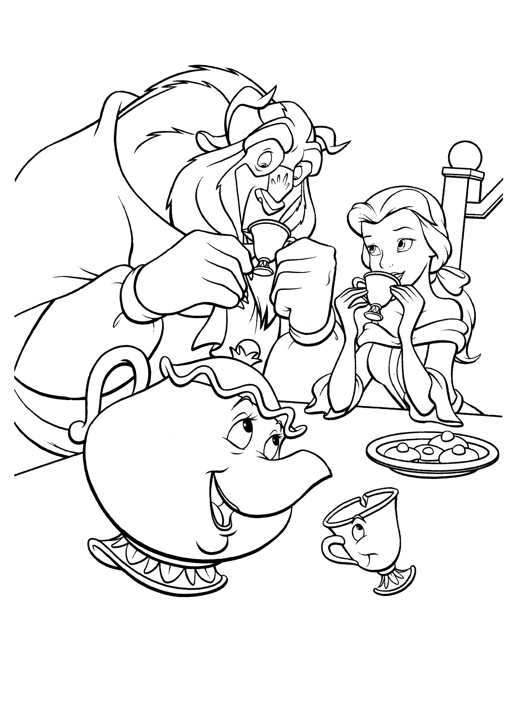 Belle with Flowers Coloring Page Free Printable 53