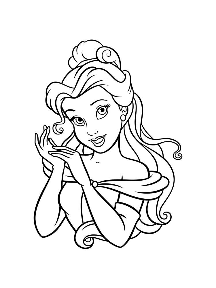 Belle with Flowers Coloring Page Free Printable 54