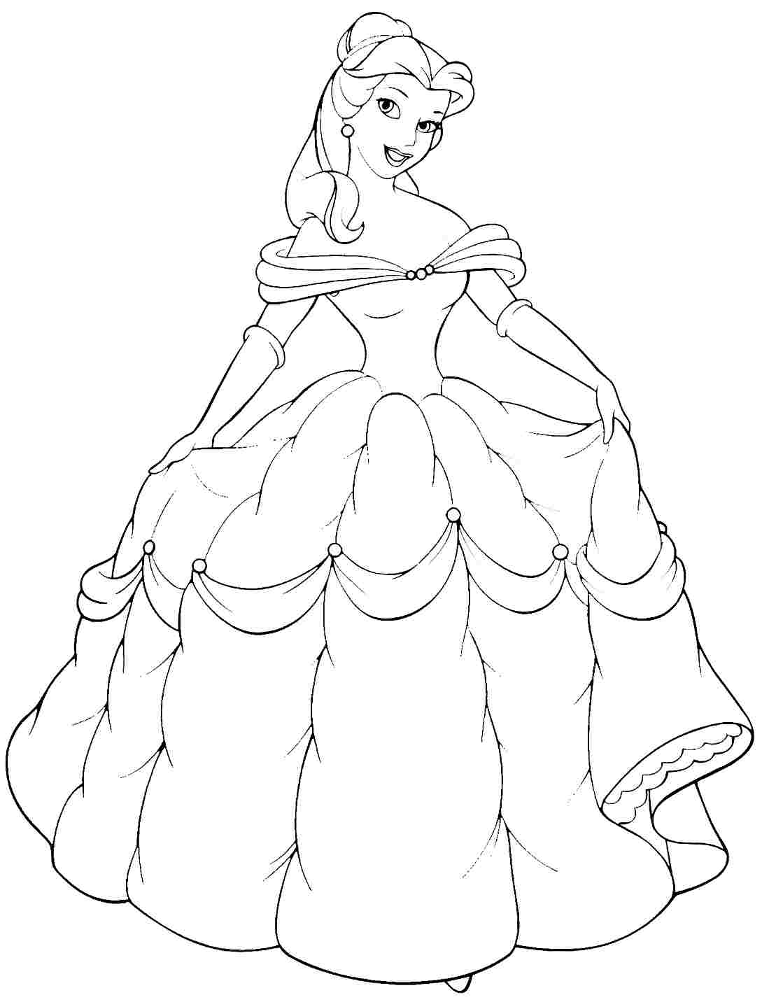 Belle with Flowers Coloring Page Free Printable 55