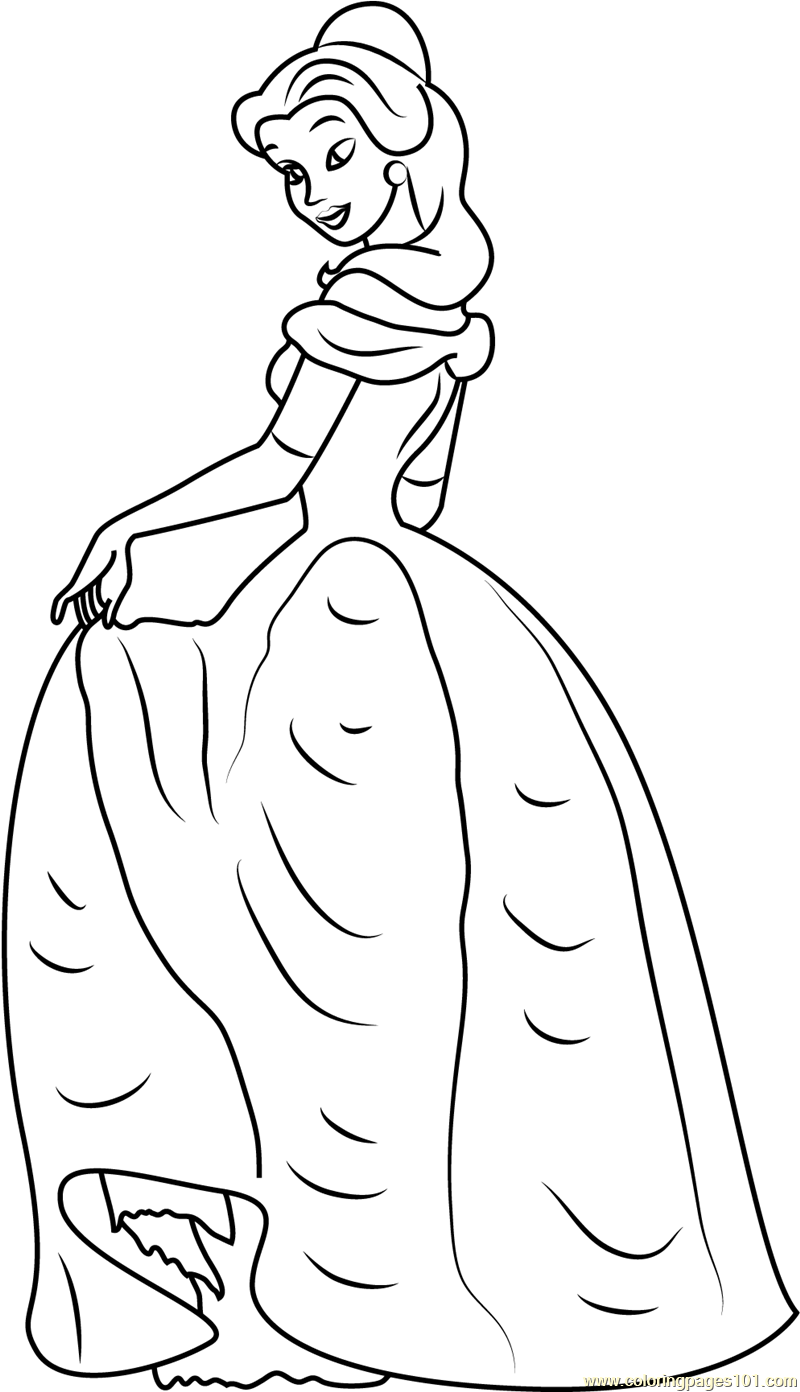 Belle with Flowers Coloring Page Free Printable 58