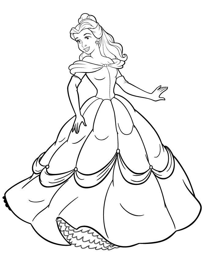 Belle with Flowers Coloring Page Free Printable 63