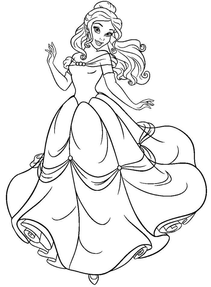 Belle with Flowers Coloring Page Free Printable 70