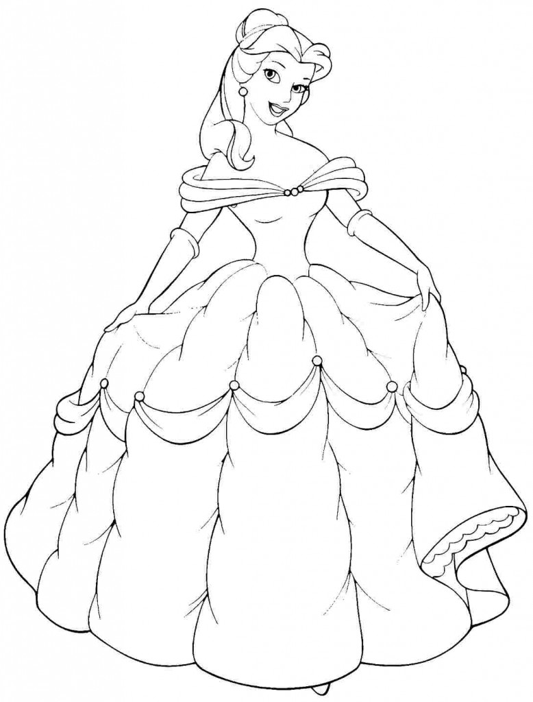 Belle with Flowers Coloring Page Free Printable 71