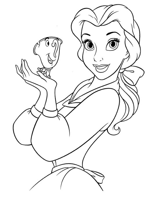 Belle with Flowers Coloring Page Free Printable 8