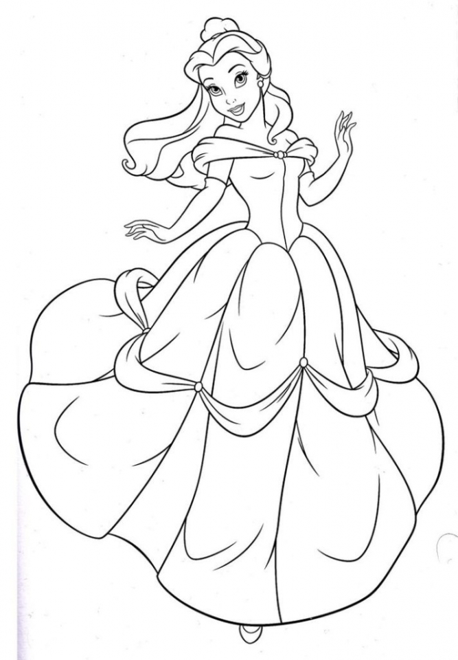 Belle with Flowers Coloring Page Free Printable 84