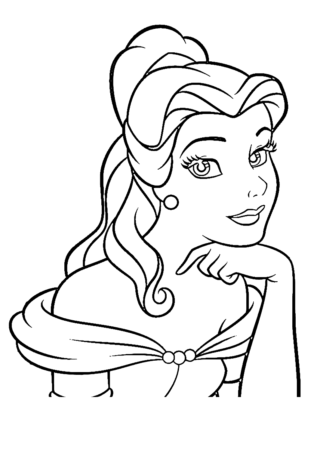 Belle with Flowers Coloring Page Free Printable 85