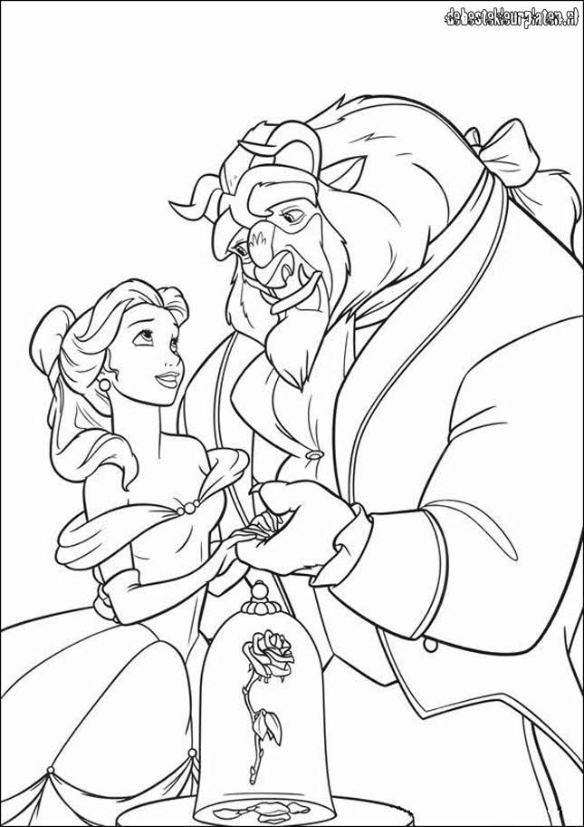 Belle with Flowers Coloring Page Free Printable 86