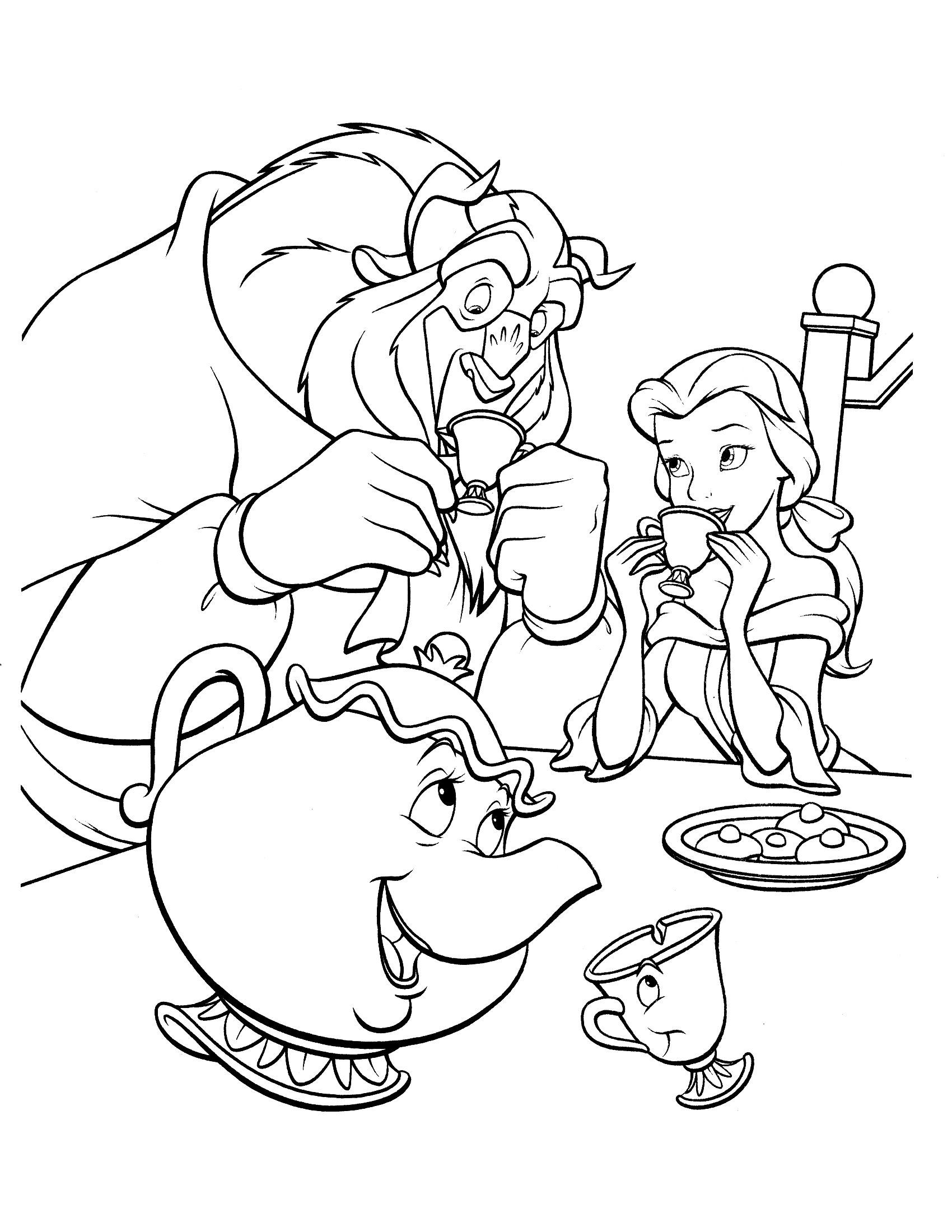 Belle with Flowers Coloring Page Free Printable 87