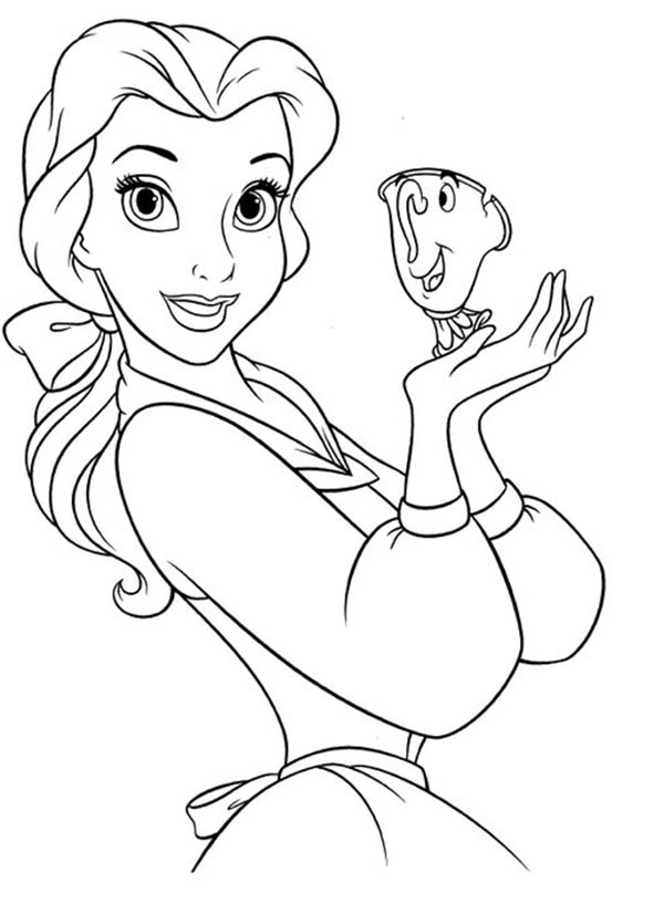 Belle with Flowers Coloring Page Free Printable 9