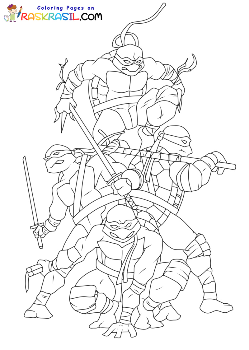 Ninja Turtle Coloring Pages Free Printable 100