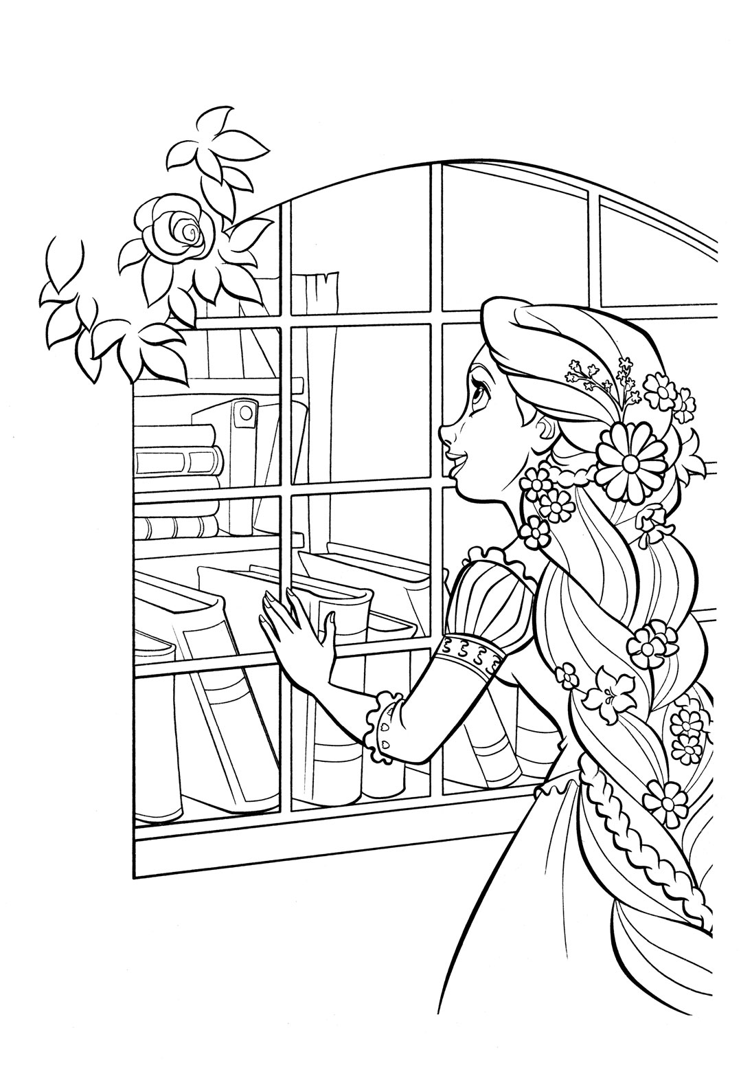 Rapunzel and Flynn Coloring Pages Free Printable 1