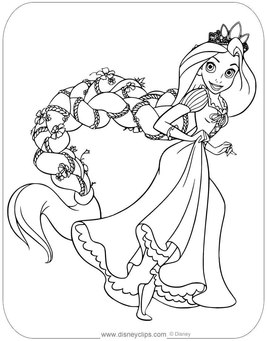 Rapunzel and Flynn Coloring Pages Free Printable 10