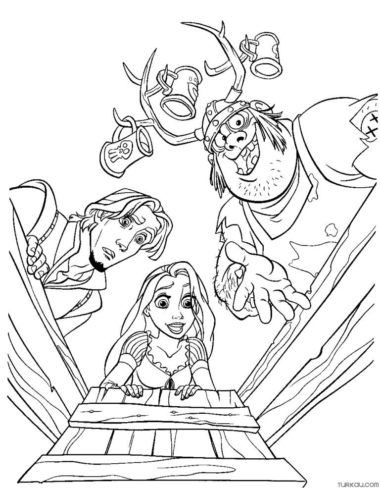 Rapunzel and Flynn Coloring Pages Free Printable 102