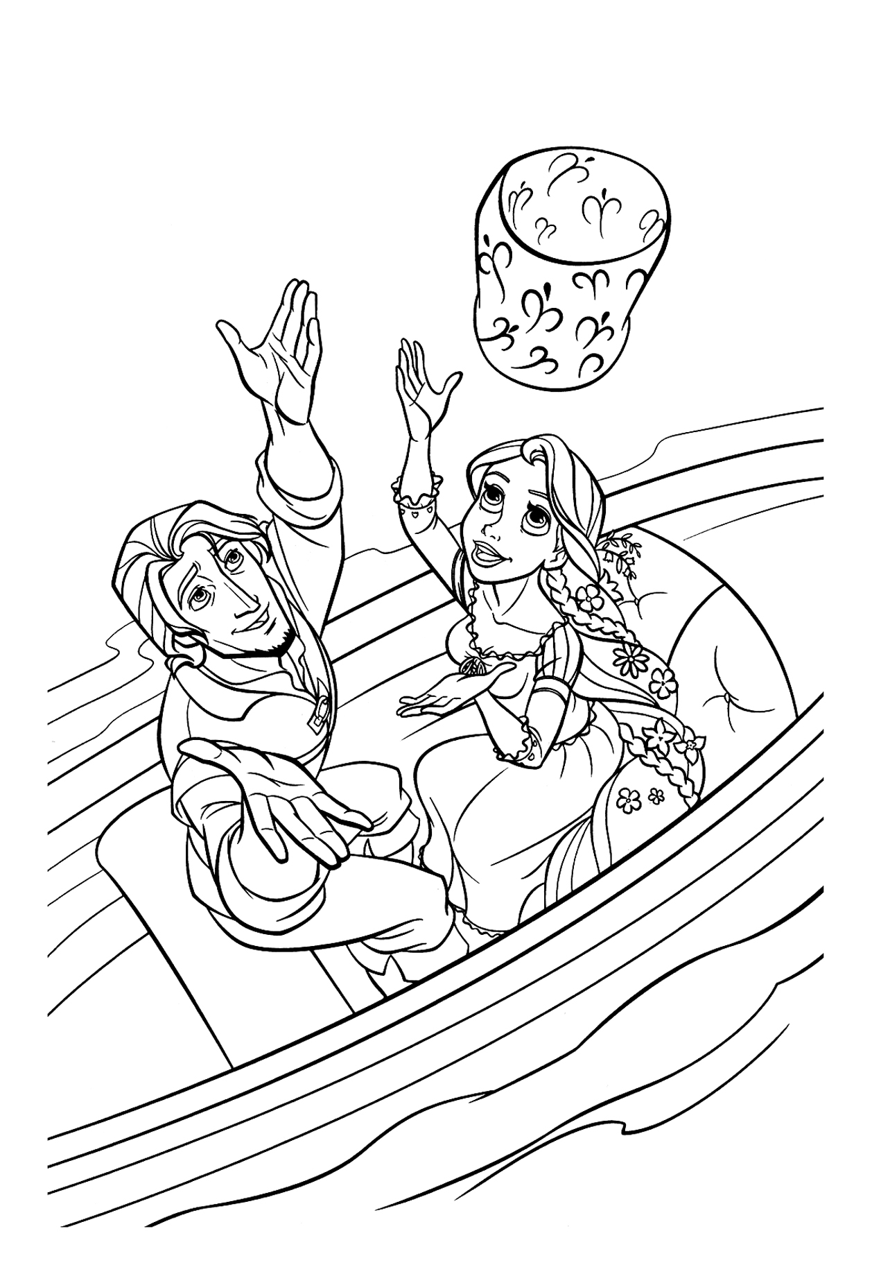 Rapunzel and Flynn Coloring Pages Free Printable 11