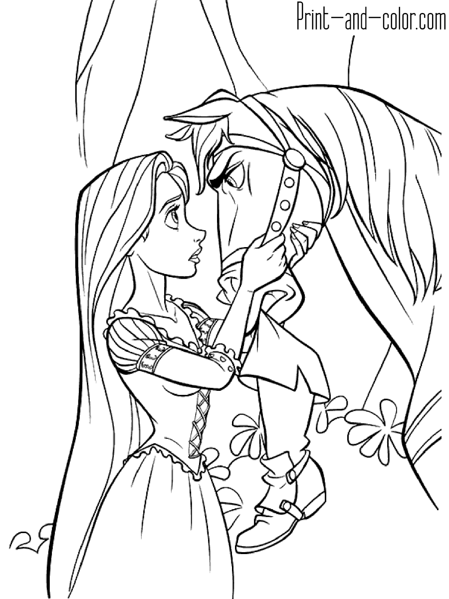 Rapunzel and Flynn Coloring Pages Free Printable 110