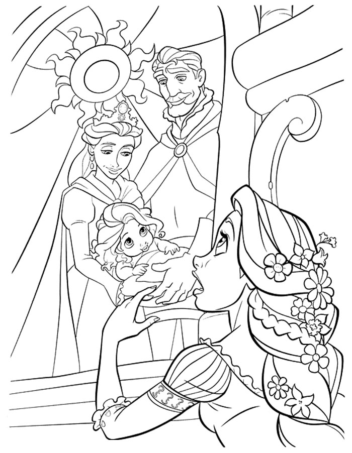 Rapunzel and Flynn Coloring Pages Free Printable 111