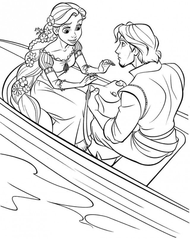 Rapunzel and Flynn Coloring Pages Free Printable 115