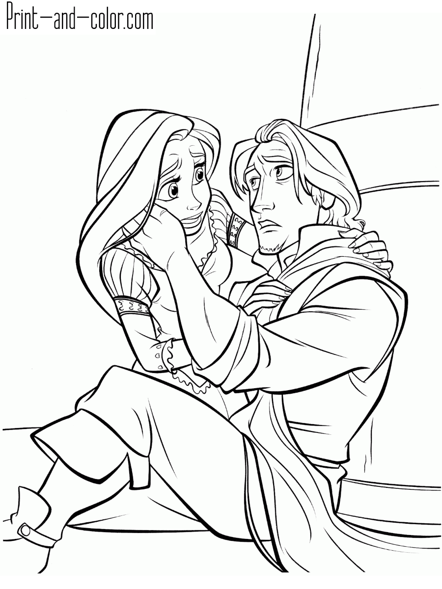 Rapunzel and Flynn Coloring Pages Free Printable 116