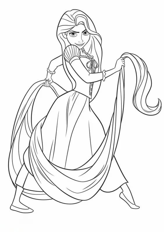 Rapunzel and Flynn Coloring Pages Free Printable 117