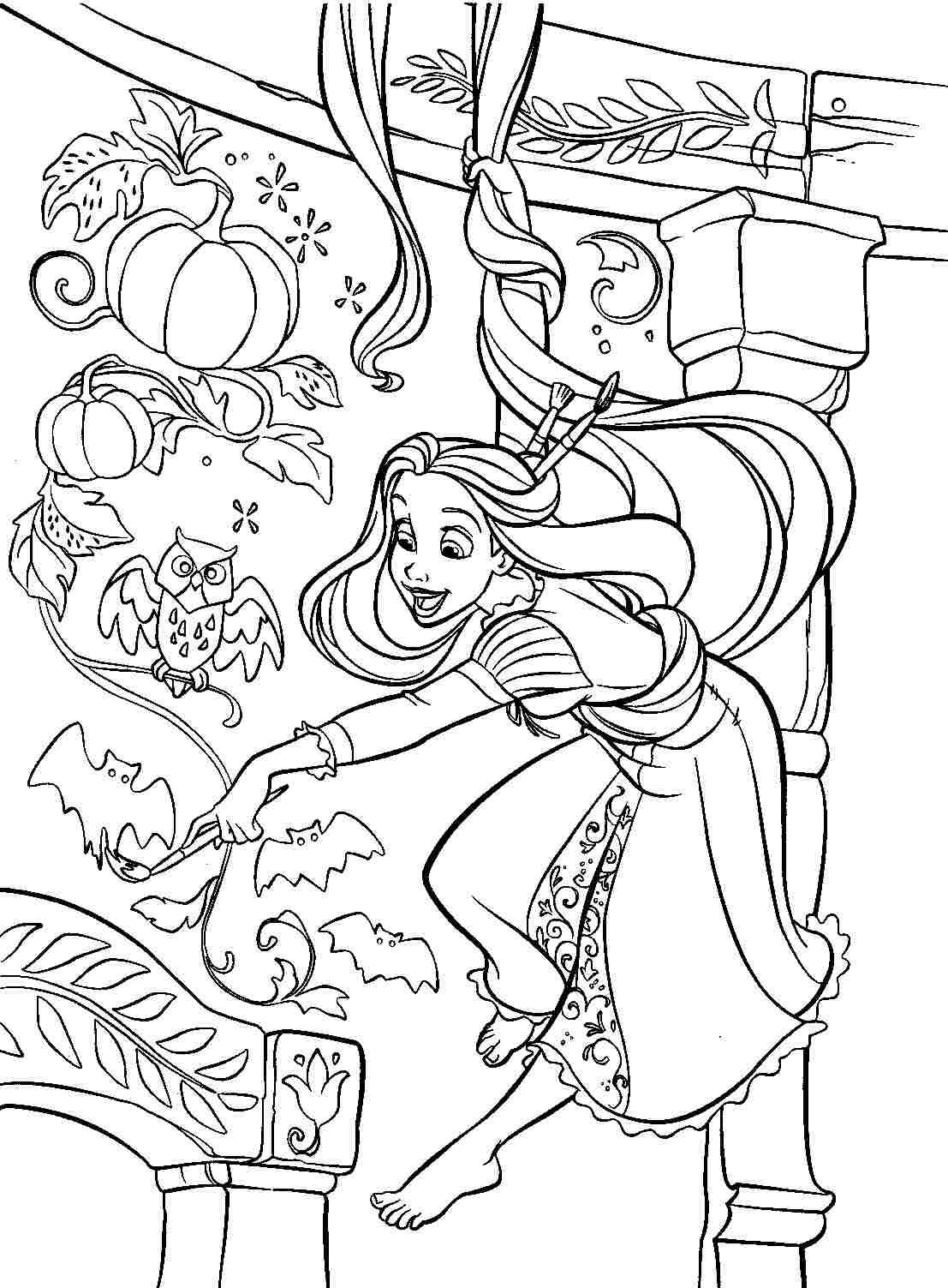 Rapunzel and Flynn Coloring Pages Free Printable 127