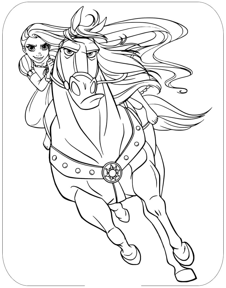 Rapunzel and Flynn Coloring Pages Free Printable 128