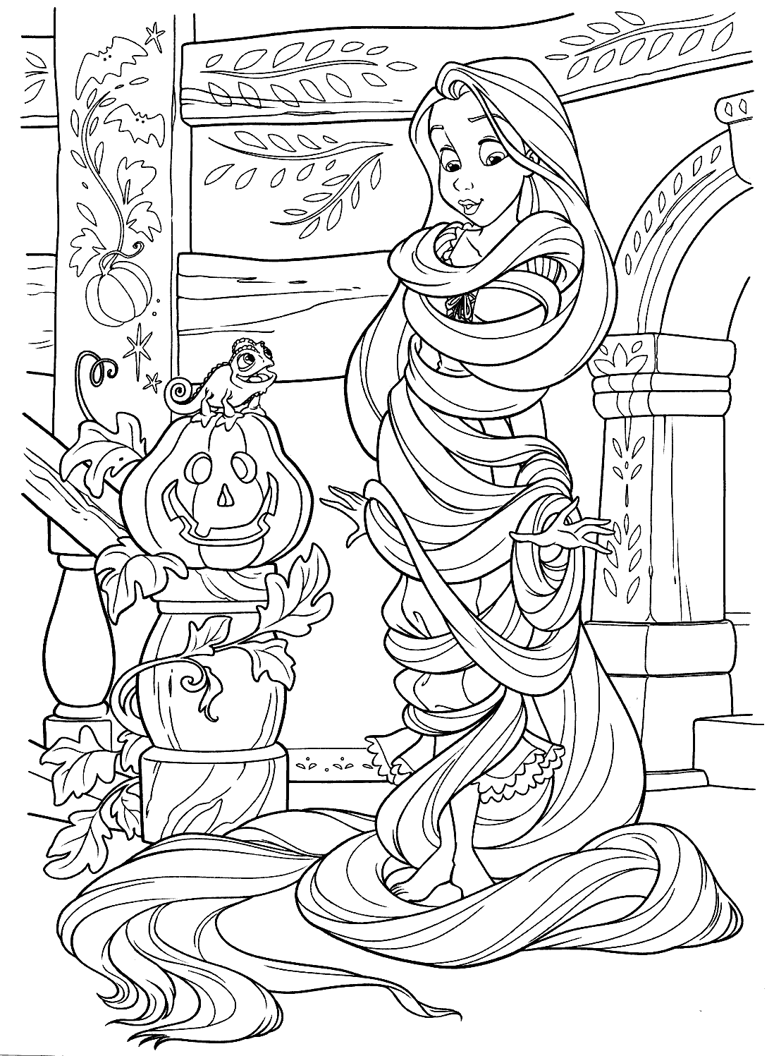 Rapunzel and Flynn Coloring Pages Free Printable 129