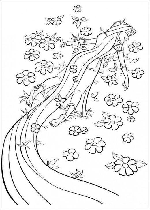 Rapunzel and Flynn Coloring Pages Free Printable 132