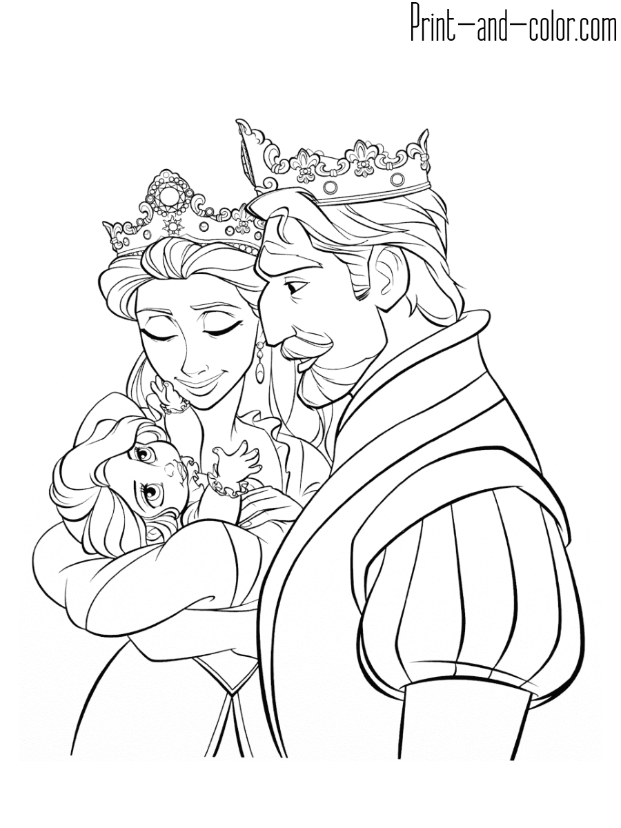 Rapunzel and Flynn Coloring Pages Free Printable 137