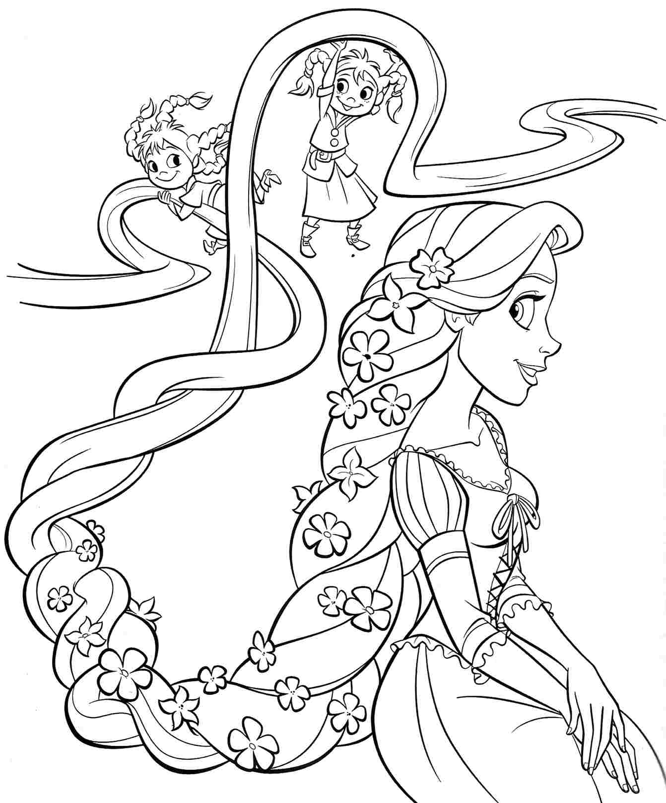 Rapunzel and Flynn Coloring Pages Free Printable 139