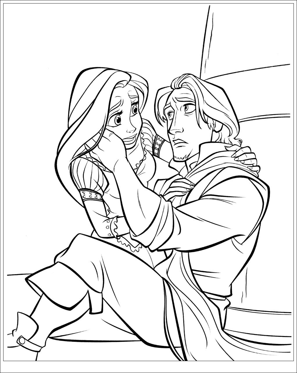 Rapunzel and Flynn Coloring Pages Free Printable 14