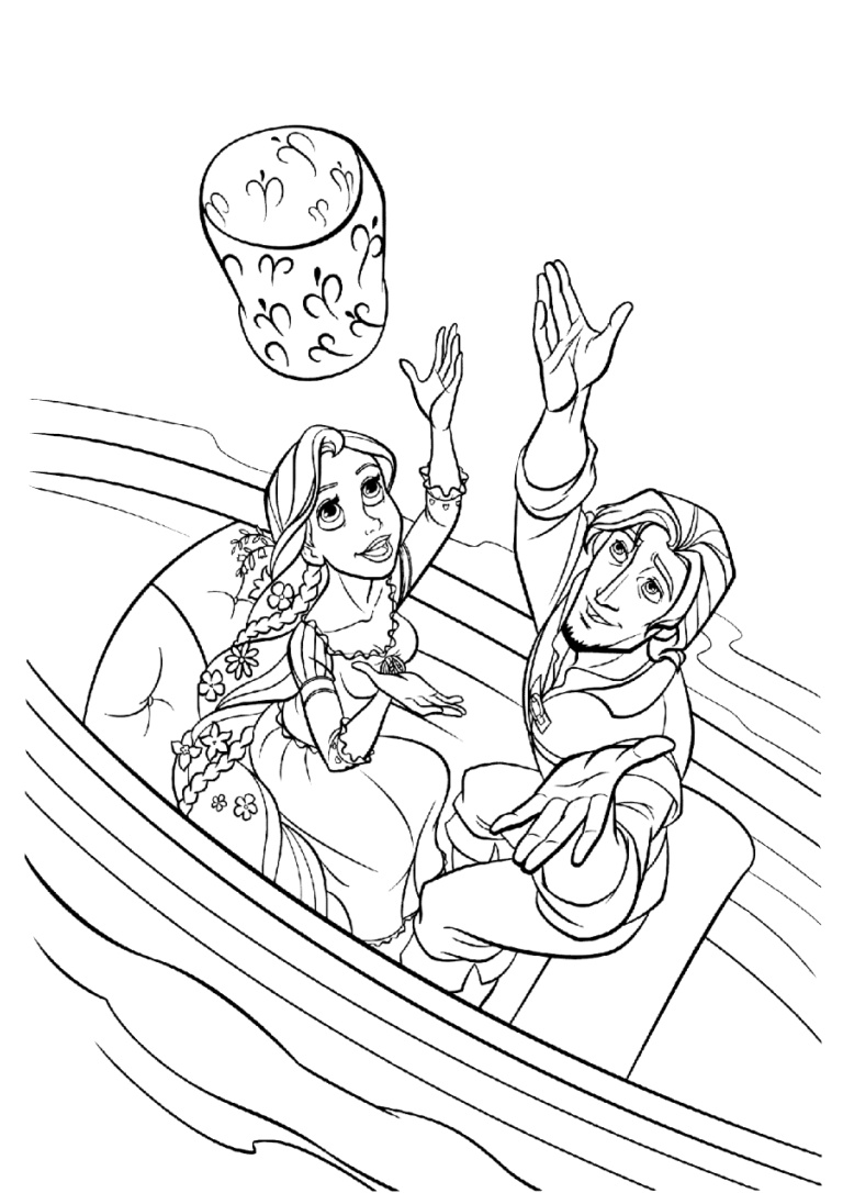 Rapunzel and Flynn Coloring Pages Free Printable 142