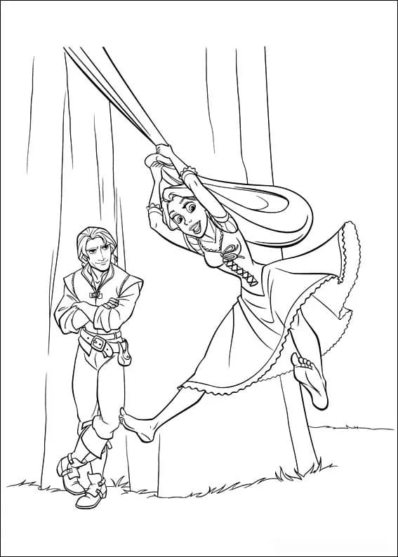 Rapunzel and Flynn Coloring Pages Free Printable 143