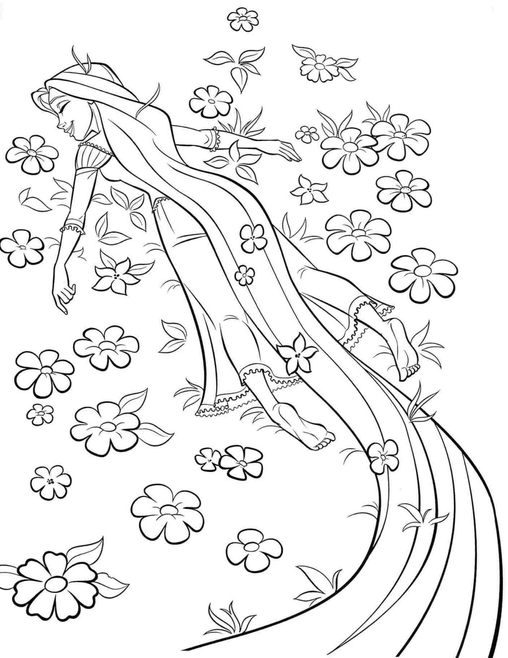 Rapunzel and Flynn Coloring Pages Free Printable 15