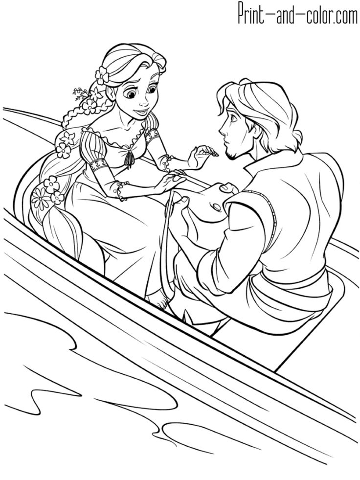 Rapunzel and Flynn Coloring Pages Free Printable 150