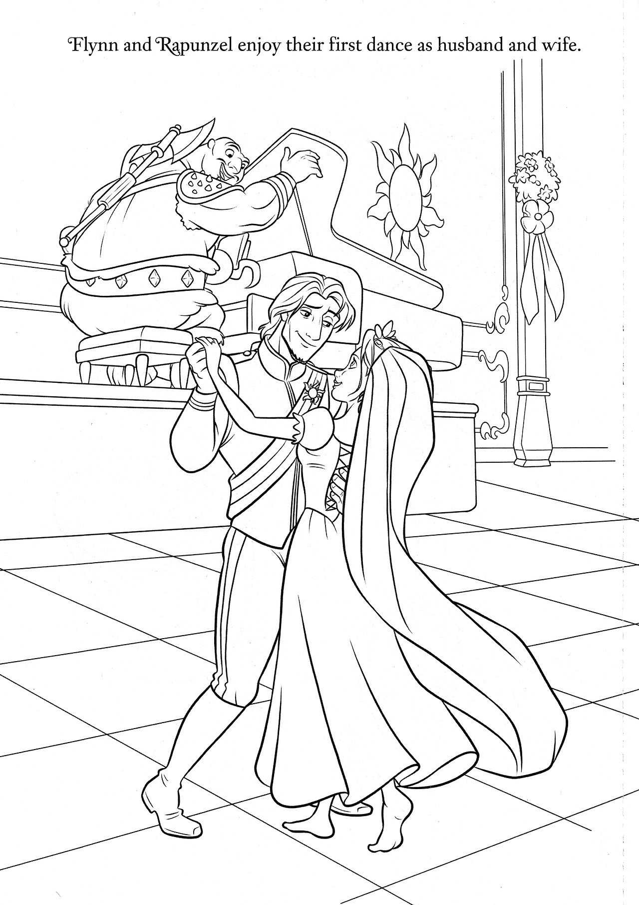 Rapunzel and Flynn Coloring Pages Free Printable 153