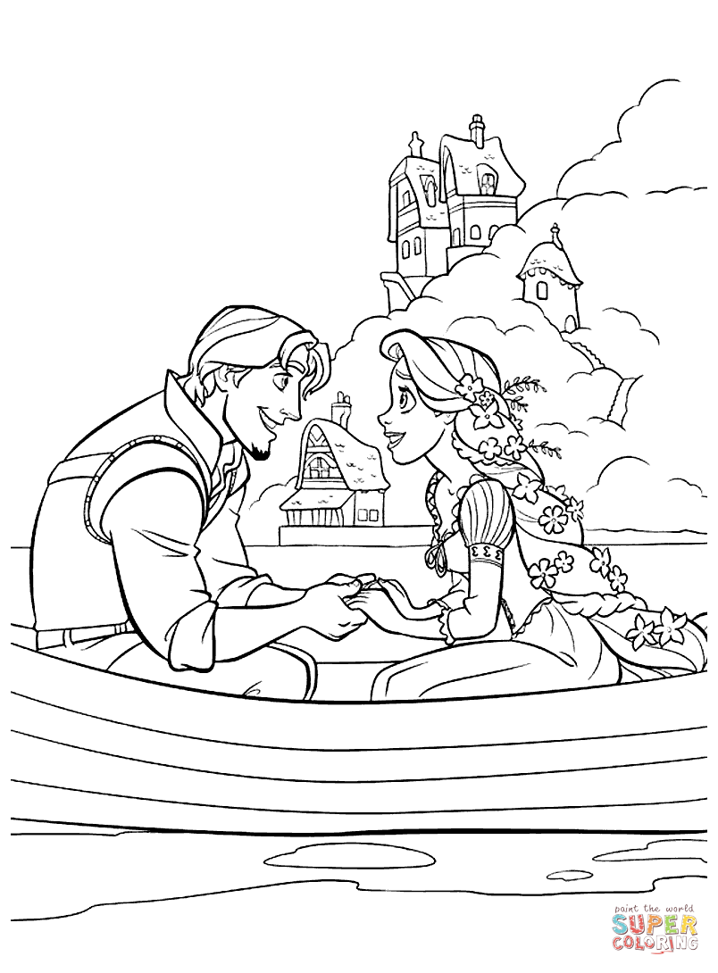 Rapunzel and Flynn Coloring Pages Free Printable 156