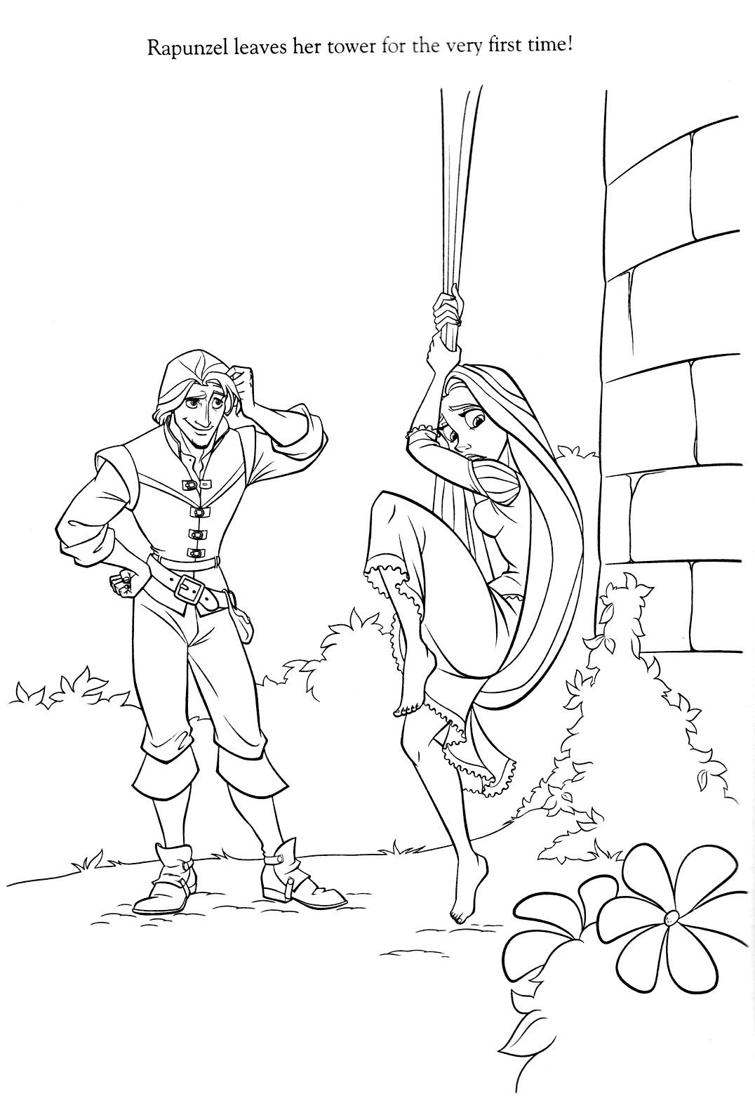 Rapunzel and Flynn Coloring Pages Free Printable 158