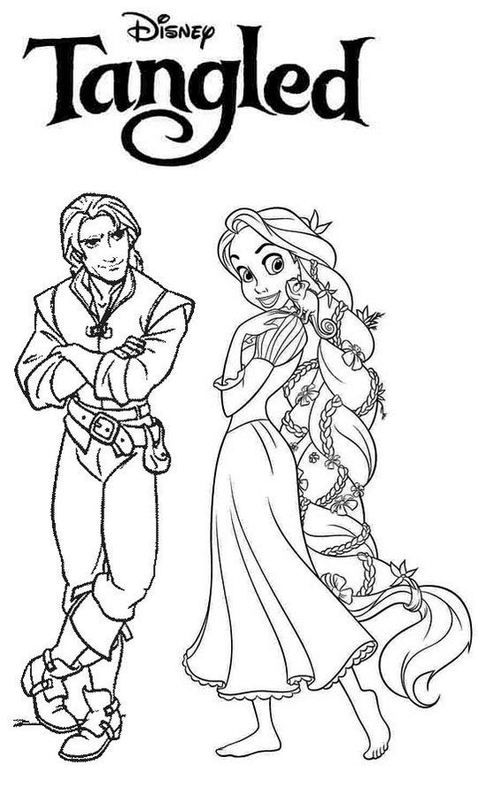 Rapunzel and Flynn Coloring Pages Free Printable 164