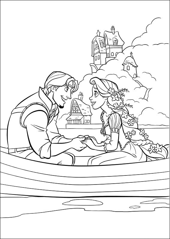 Rapunzel and Flynn Coloring Pages Free Printable 165