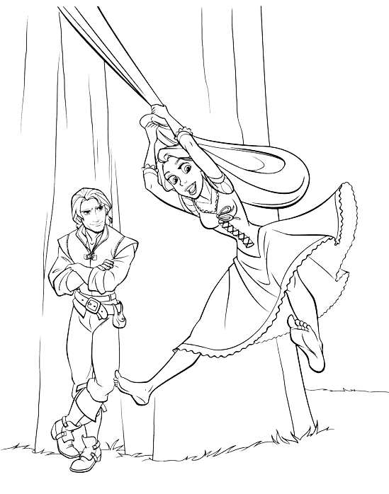 Rapunzel and Flynn Coloring Pages Free Printable 176