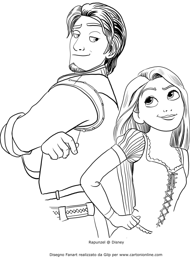 Rapunzel and Flynn Coloring Pages Free Printable 178