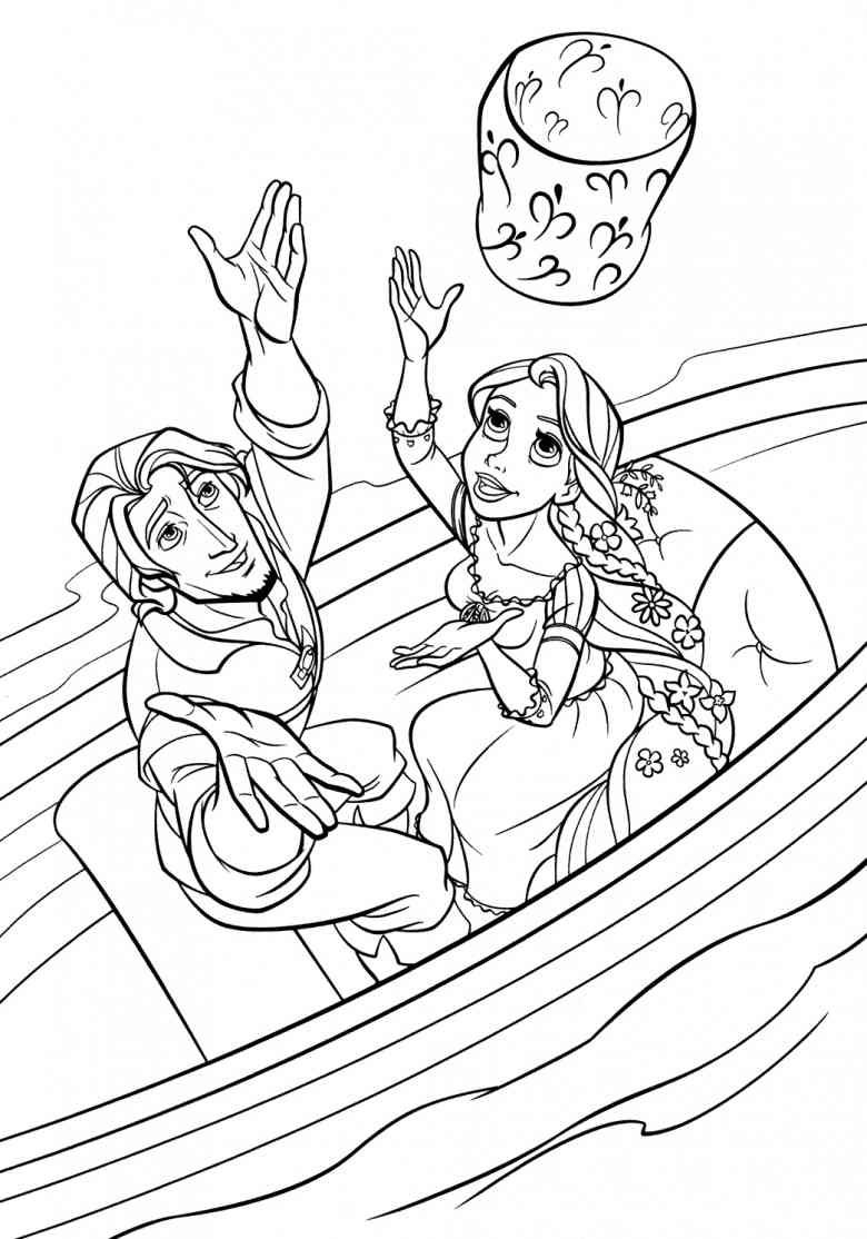 Rapunzel and Flynn Coloring Pages Free Printable 179