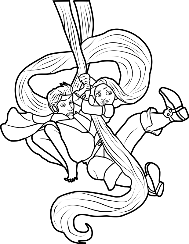 Rapunzel and Flynn Coloring Pages Free Printable 181