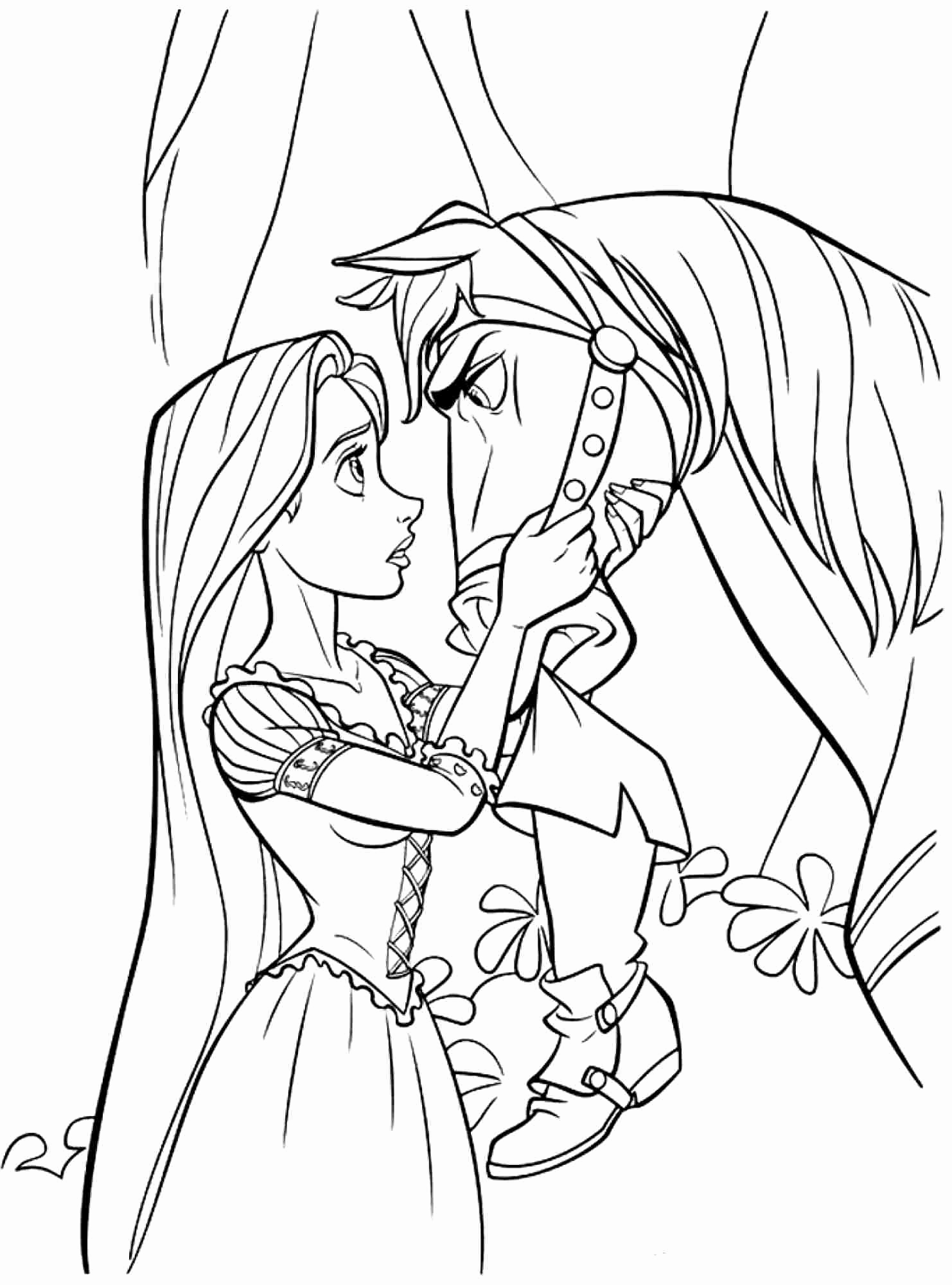 Rapunzel and Flynn Coloring Pages Free Printable 184