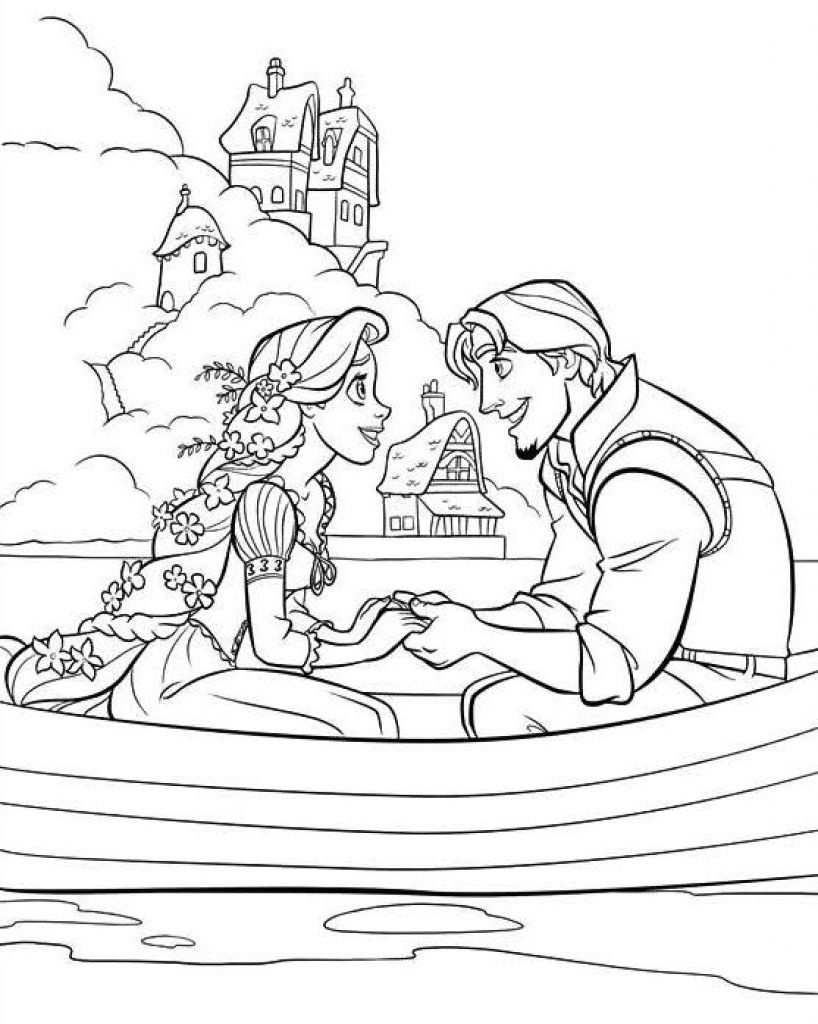 Rapunzel and Flynn Coloring Pages Free Printable 191