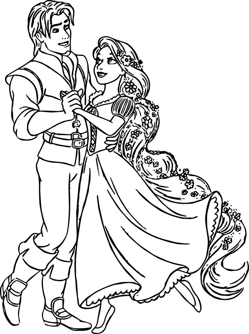 Rapunzel and Flynn Coloring Pages Free Printable 192