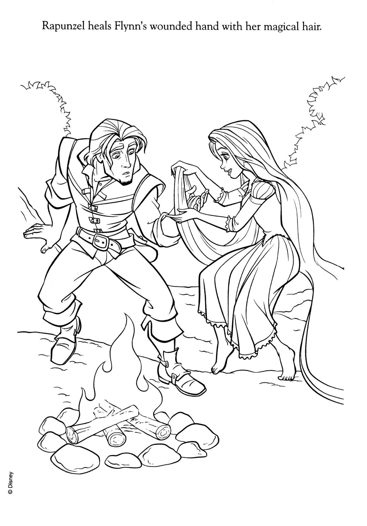 Rapunzel and Flynn Coloring Pages Free Printable 194