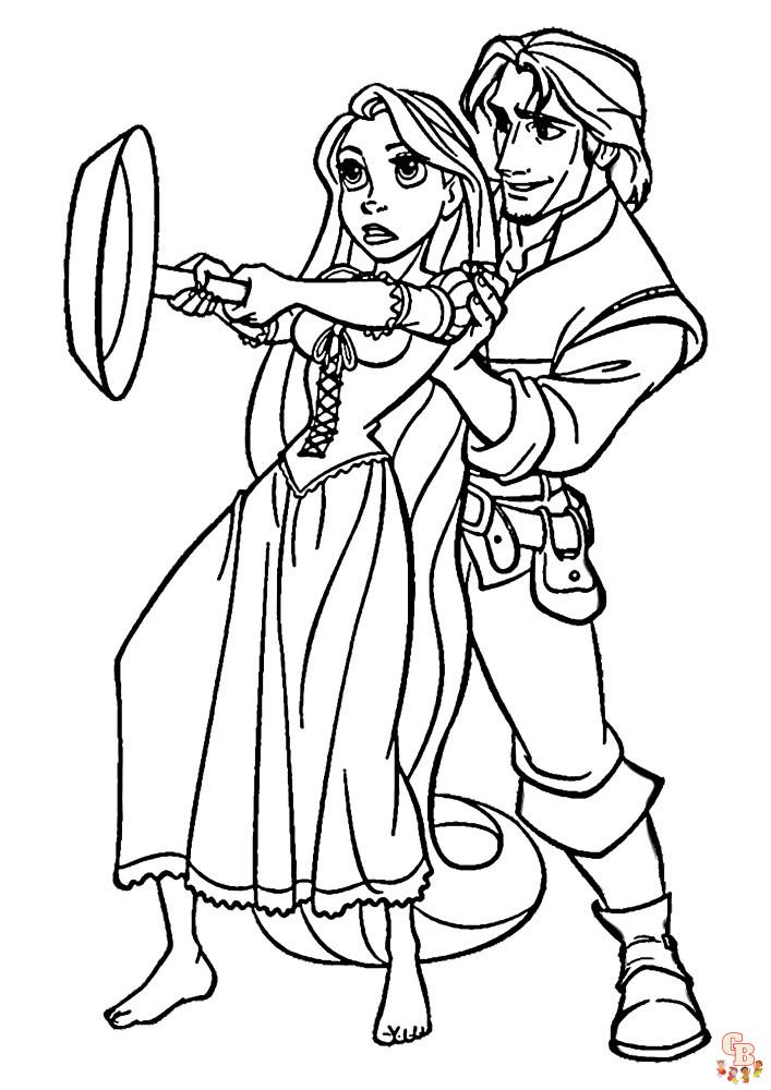 Rapunzel and Flynn Coloring Pages Free Printable 195