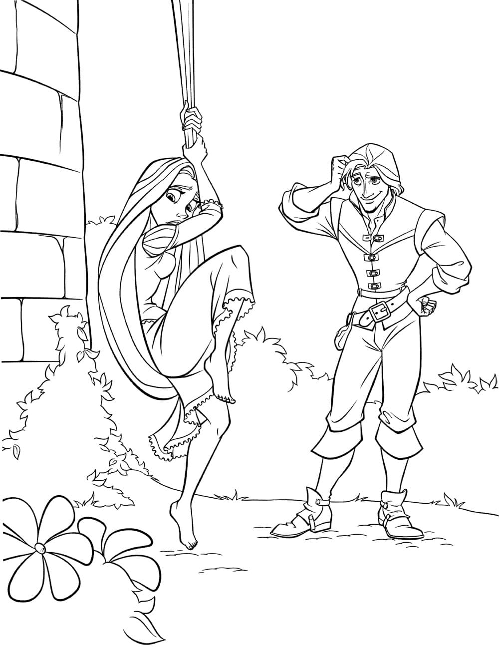 Rapunzel and Flynn Coloring Pages Free Printable 196